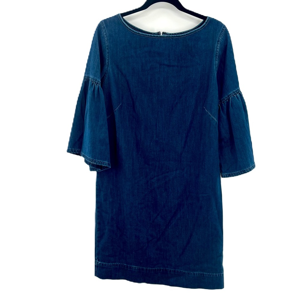Ralph Lauren Women Denim Bell-Sleeve Shift Mini Dress Blue Size 6 Flounce - Picture 6 of 15